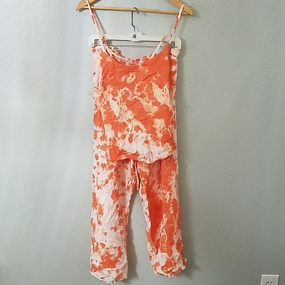 Other - festival outfit orange tie dye wrap pants os
